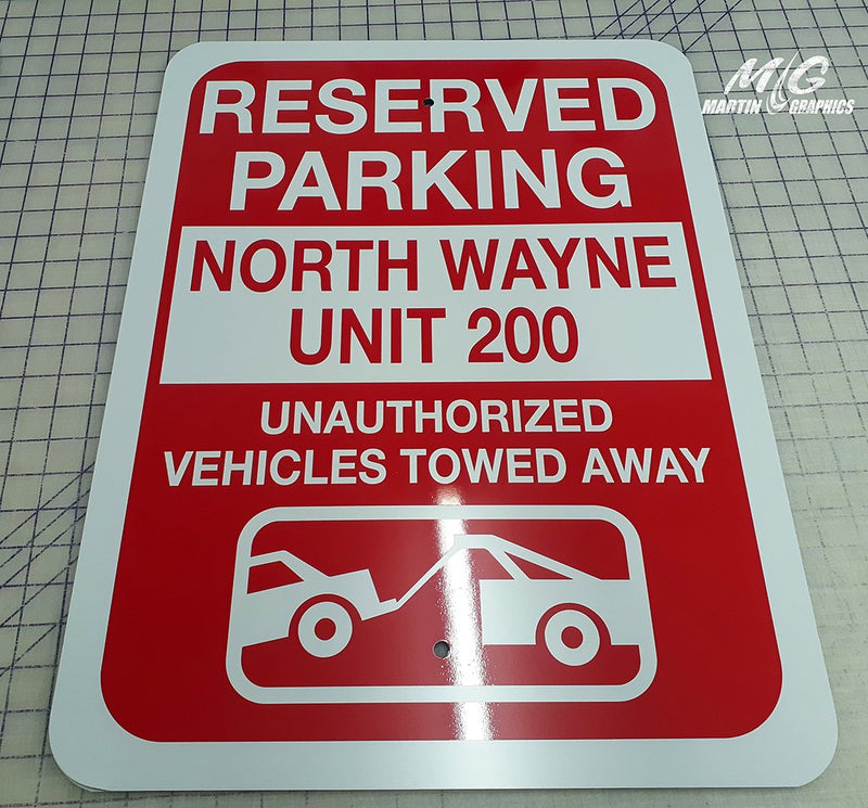 Reserved parking — custom signage