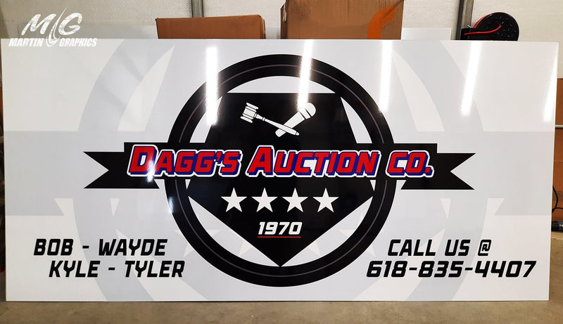 Sign daggs auction — custom signage