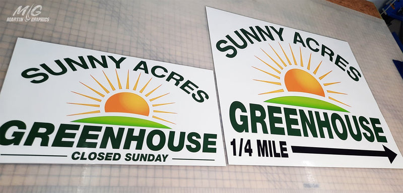 Sunny acres greenhouse — custom signage