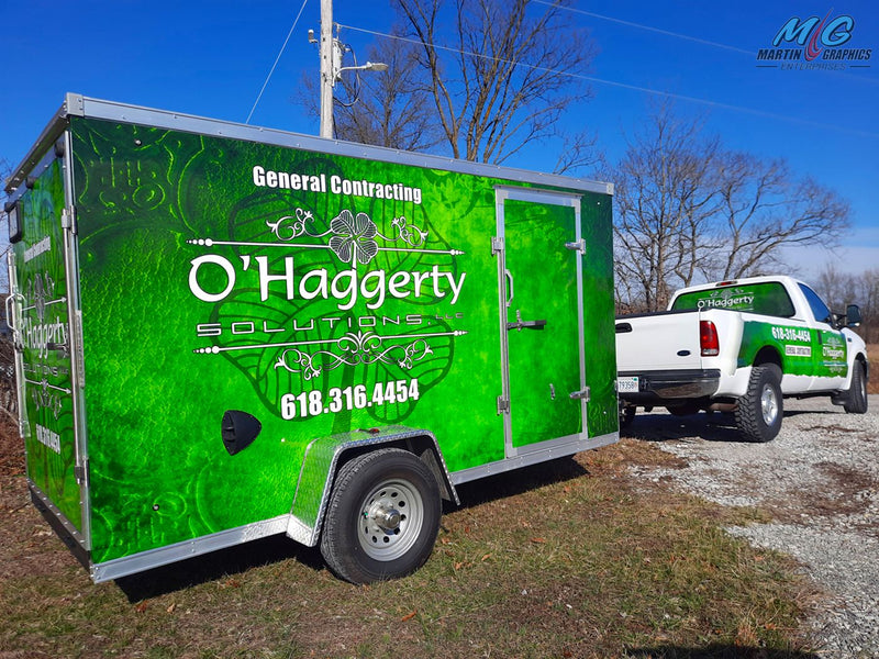 Work van wrap with commercial lettering