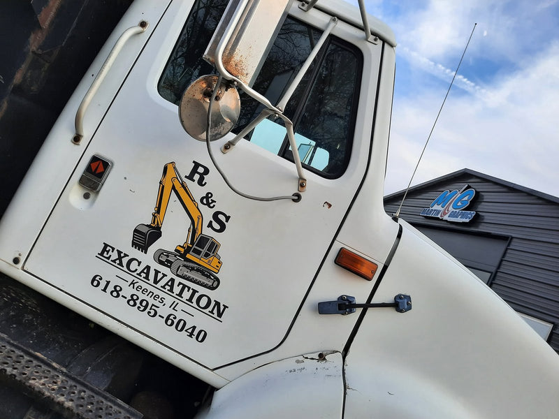 R&S Excavation door lettering