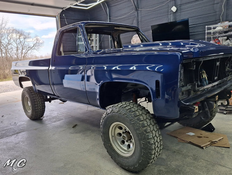Square-body pickup color change in the shop