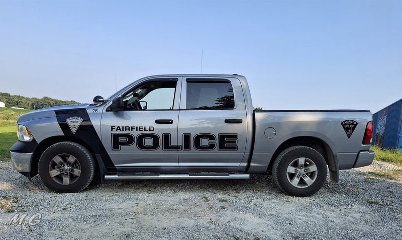 Fairfield Police pickup with subdued graphics