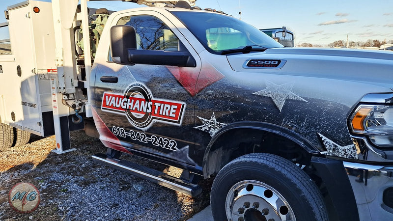 Vaughans Tire service truck wrap
