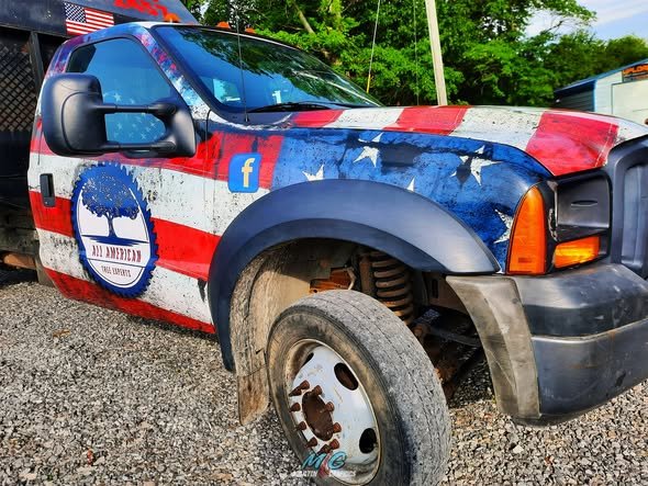 American flag truck wrap